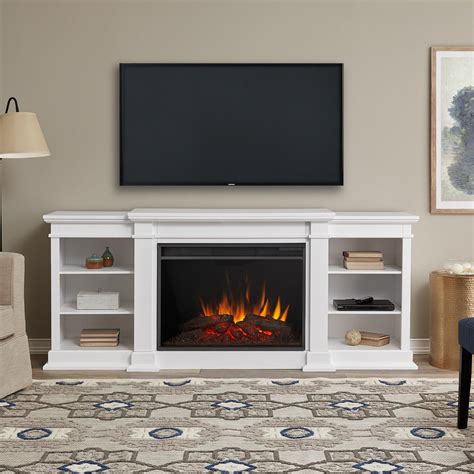 tv stand with electric fireplace white|electric fireplace media console white.